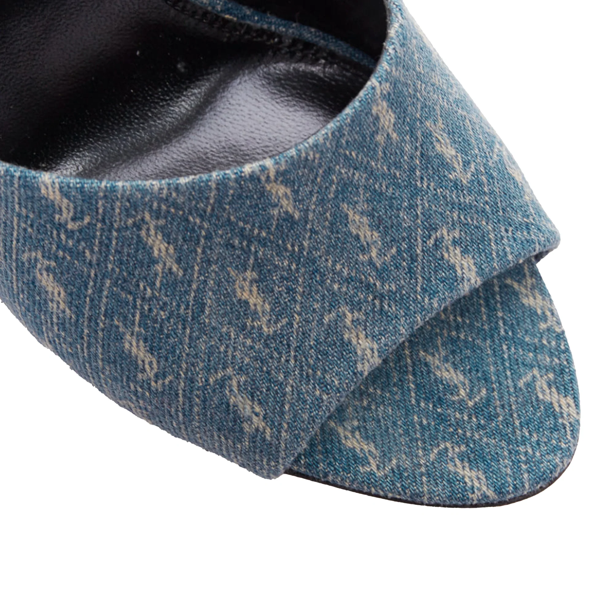 Women's Saint Laurent La 16 Cassandre Denim Sandal Heels - Image 7