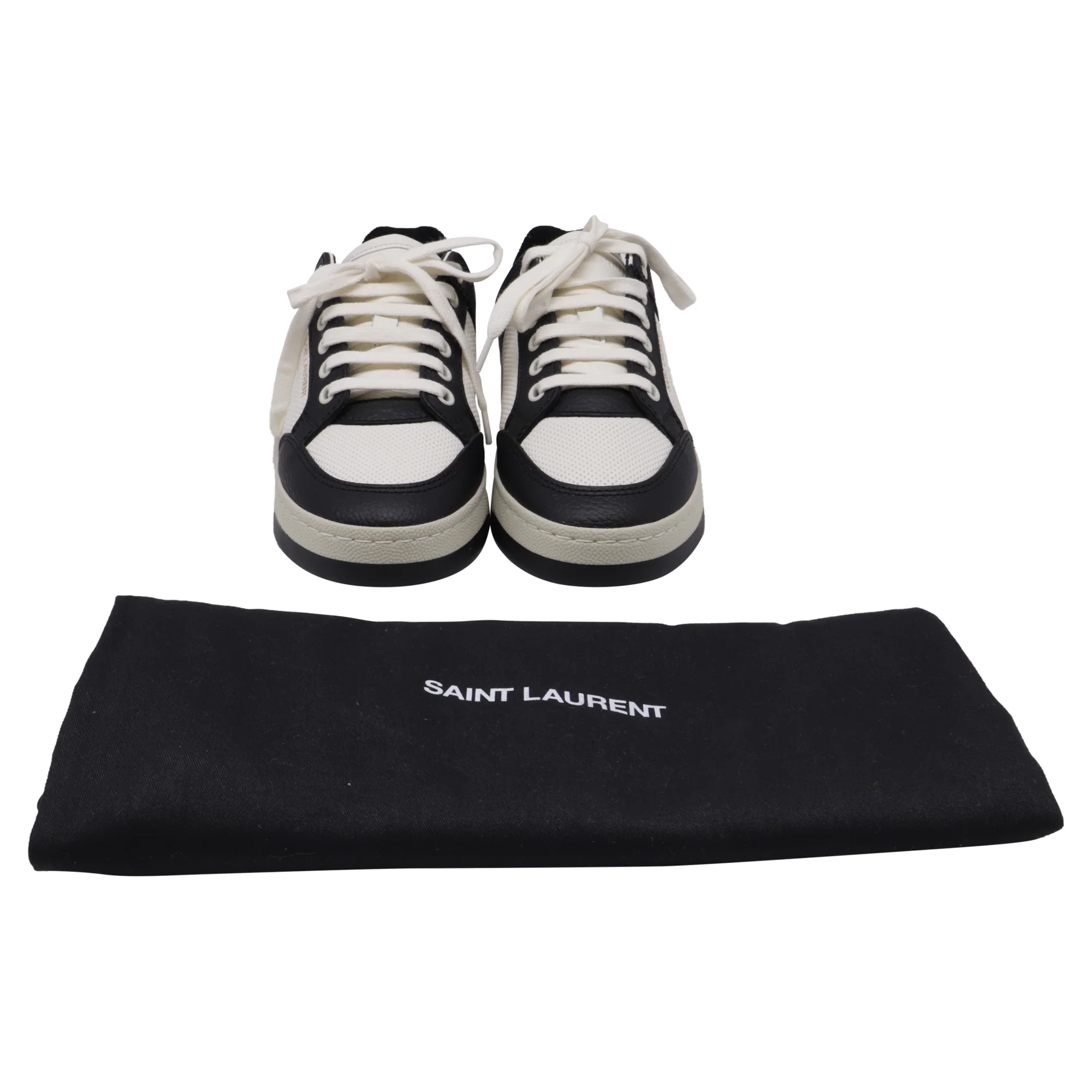 Women's Saint Laurent SL/61 Low-Top Sneakers in Black and White Leather - Image 7
