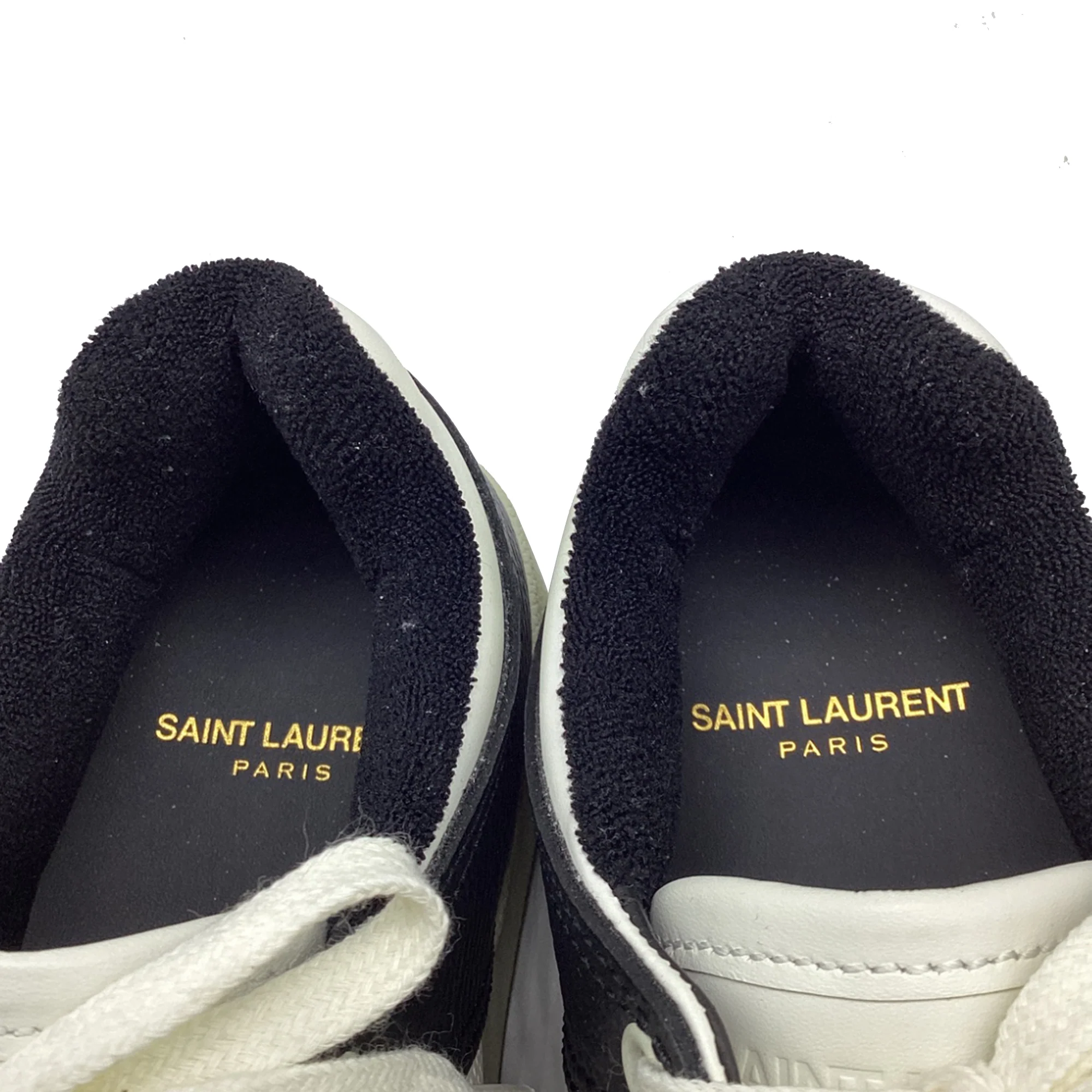 Women's Saint Laurent SL/61 Low-Top Sneakers in Black and White Leather - Image 9