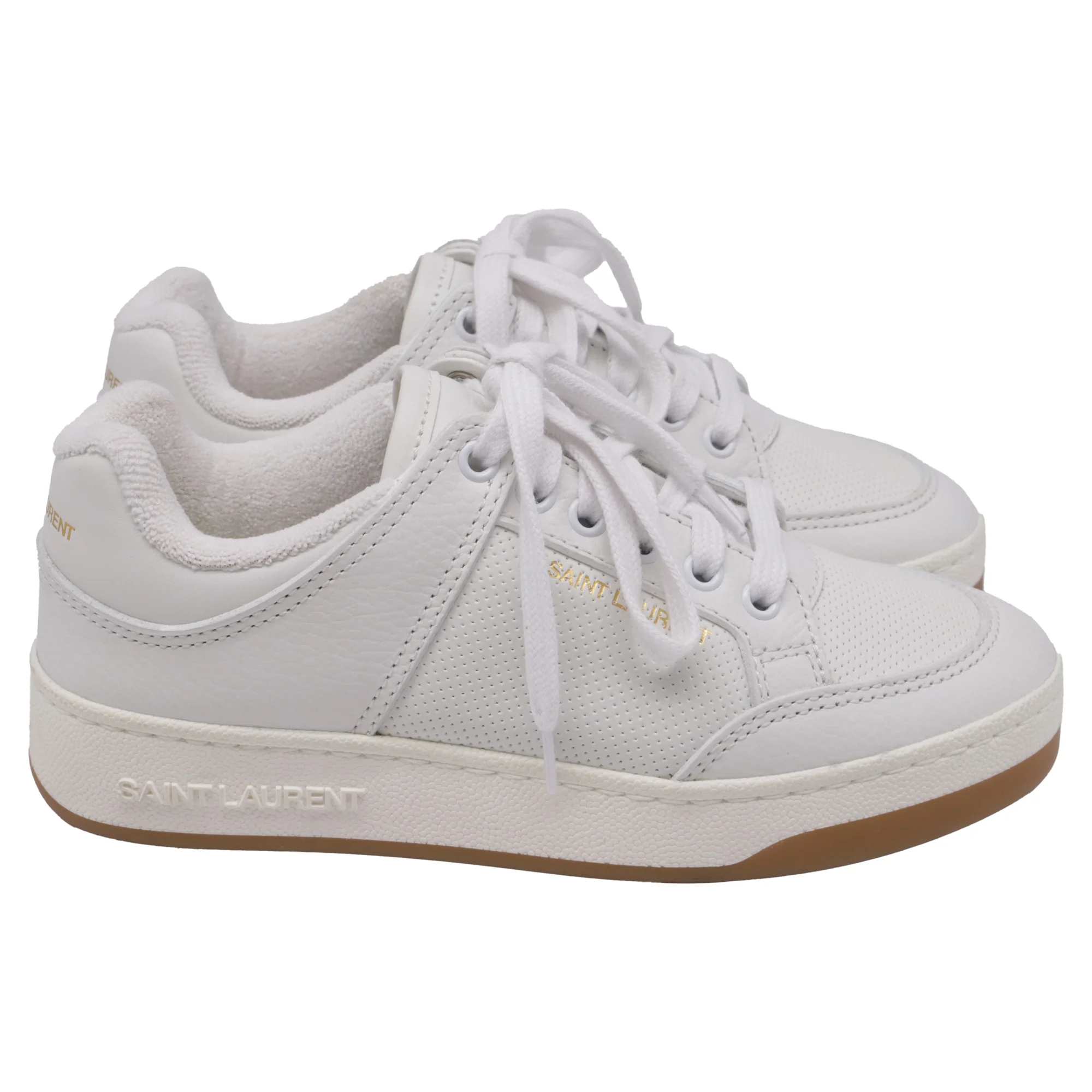 Women's Saint Laurent SL/61 Low-Top Sneakers in White Leather
