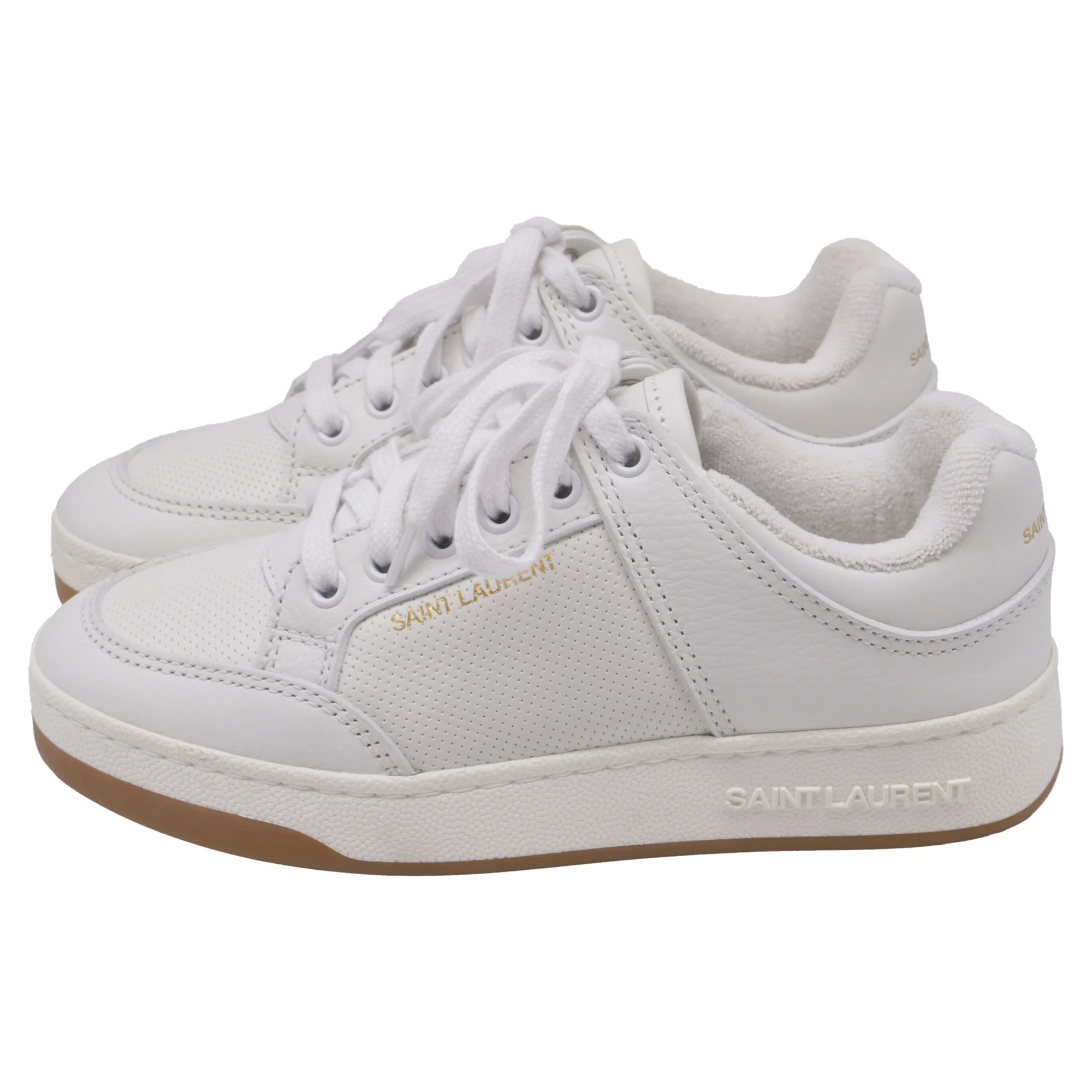 Women's Saint Laurent SL/61 Low-Top Sneakers in White Leather - Image 4