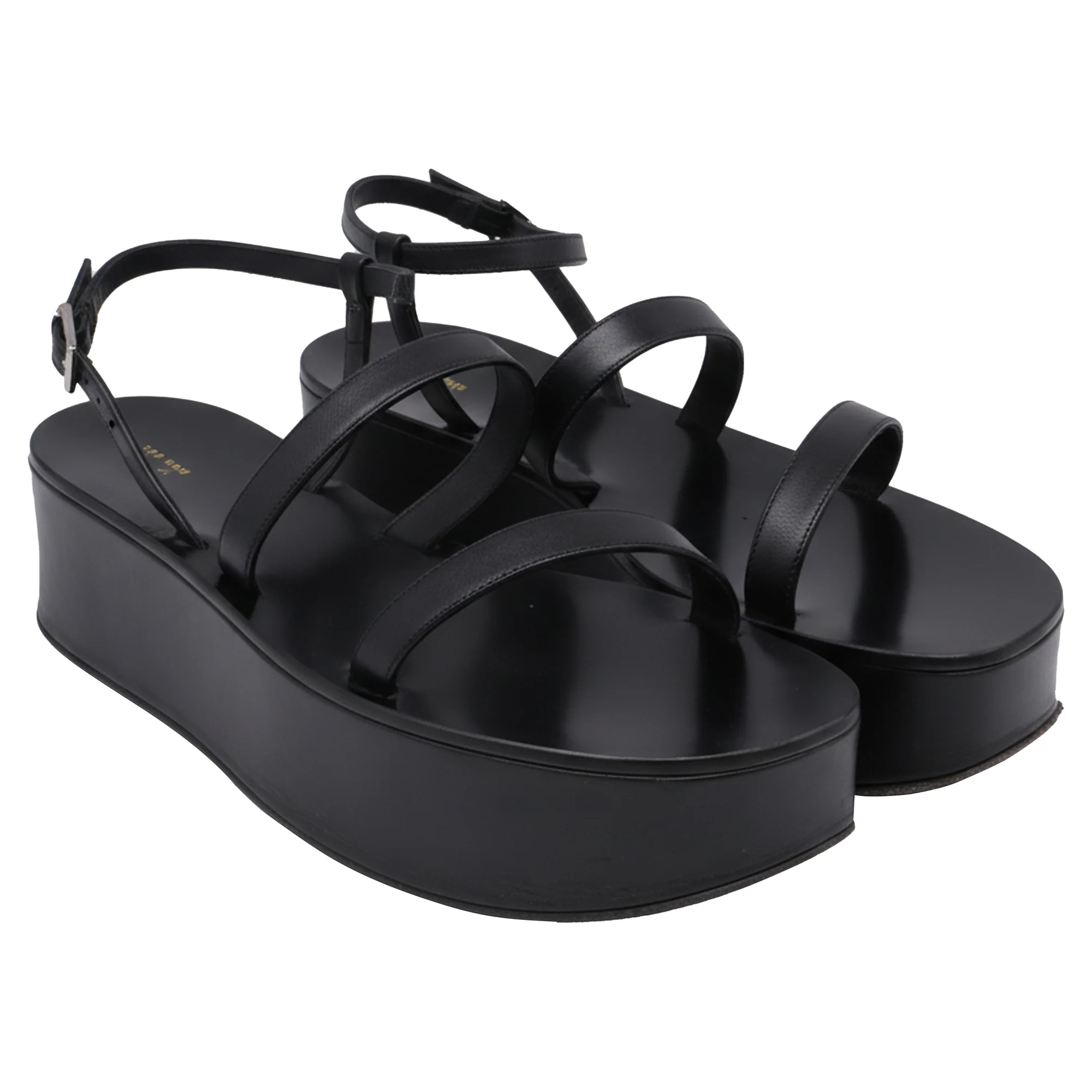 Women's The Row Wedge Platform Sandals in Black Leather - Image 2