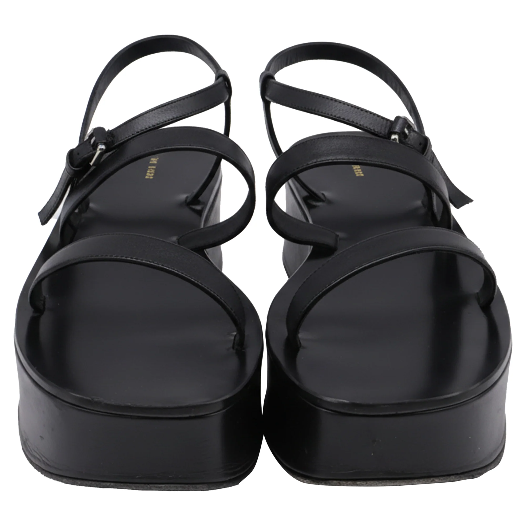 Women's The Row Wedge Platform Sandals in Black Leather - Image 3