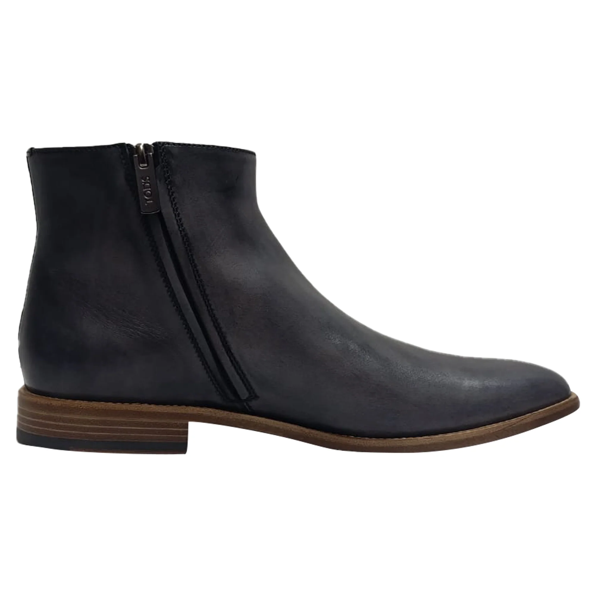 Men's Tod's Almond-Toe Zipped Ankle Boots in Black Leather