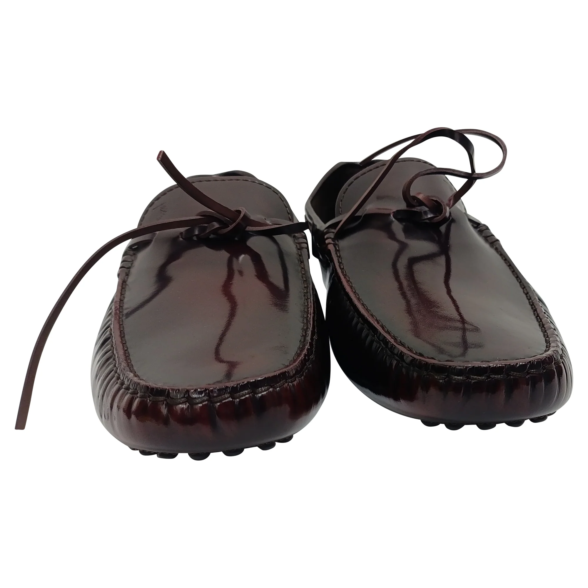Men's Tod's Bow Brushed Slip-on Moccasins in Burgundy Leather - Image 4