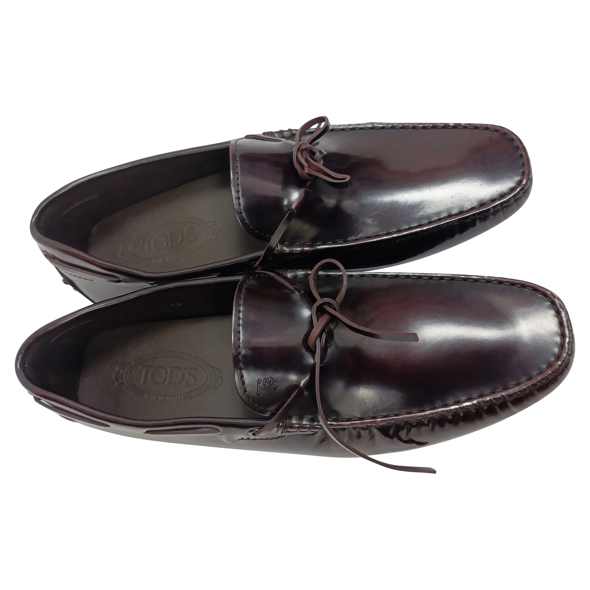 Men's Tod's Bow Brushed Slip-on Moccasins in Burgundy Leather - Image 5