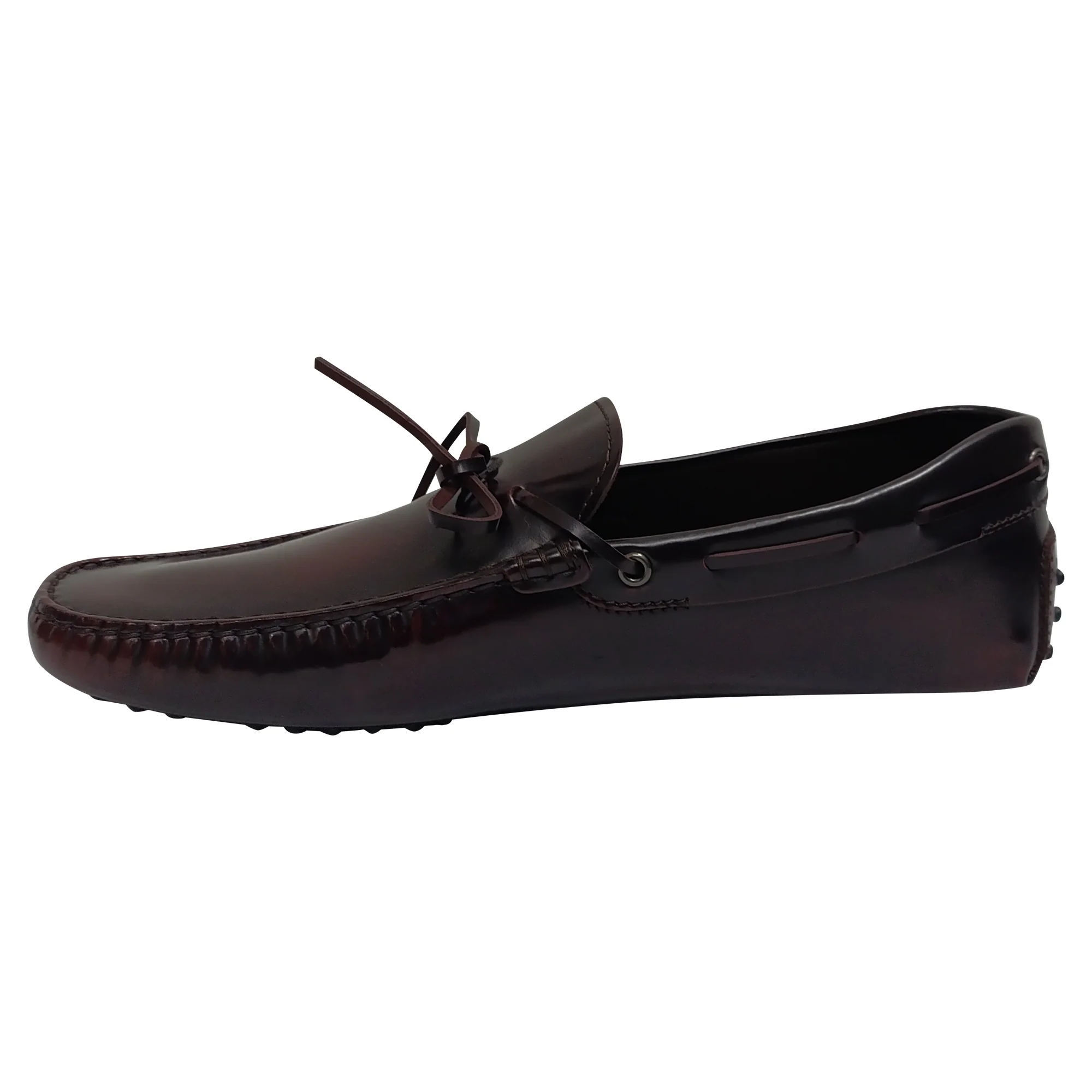 Men's Tod's Bow Brushed Slip-on Moccasins in Burgundy Leather - Image 9