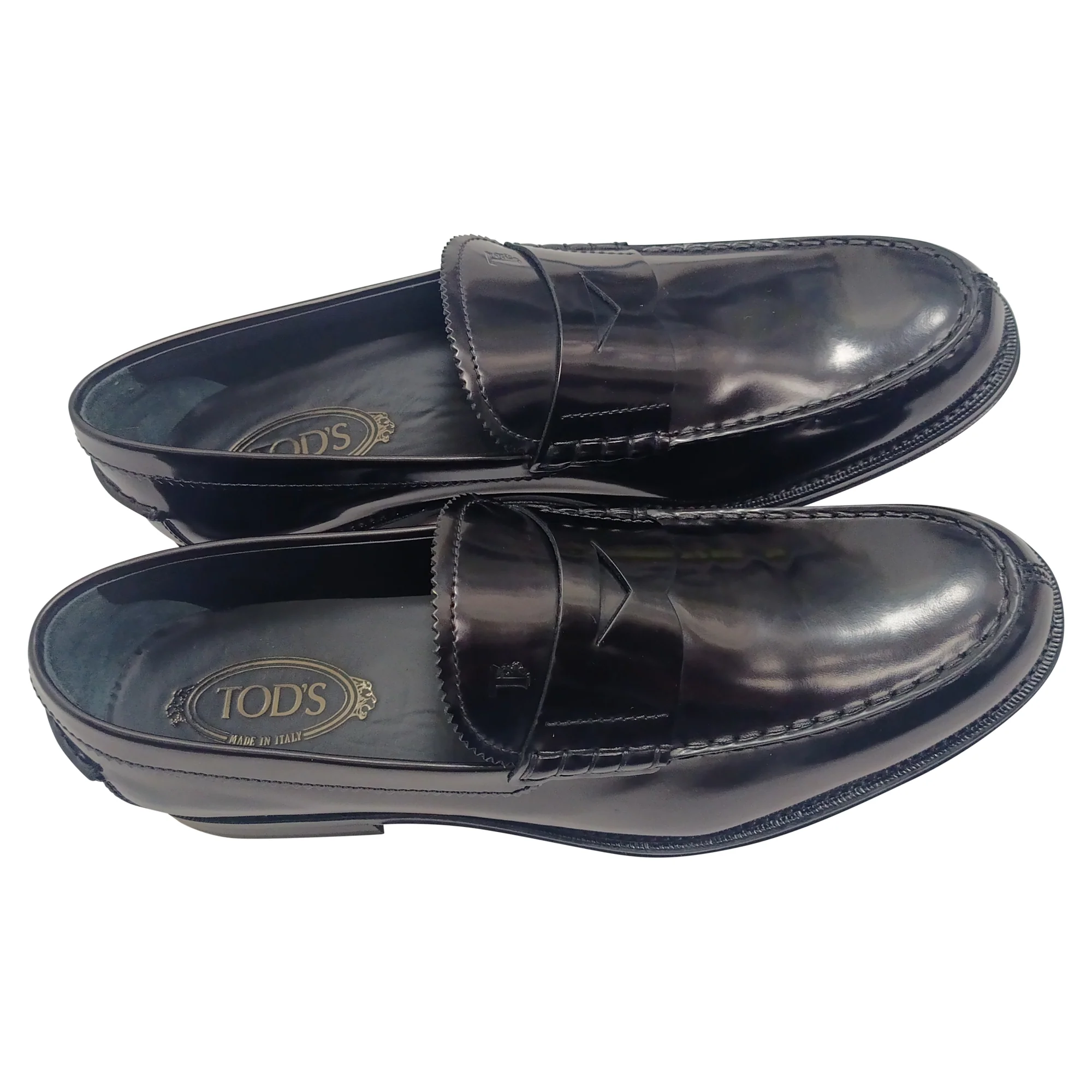 Men's Tod's Brushed Penny-Strap Loafers in Black Leather - Image 5