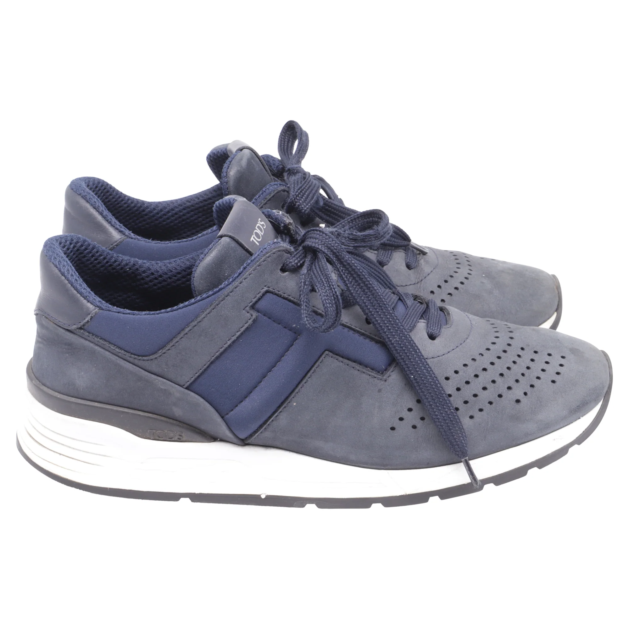 Men's Tod's Sportivo Low-Top Sneakers Navy Blue Suede and Neoprene