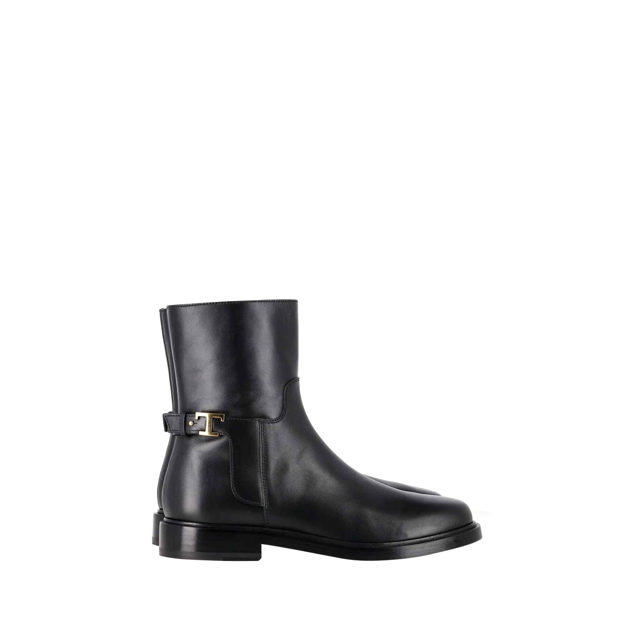 Women's Tod's T Timeless Ankle Boots in Black Calfskin Leather