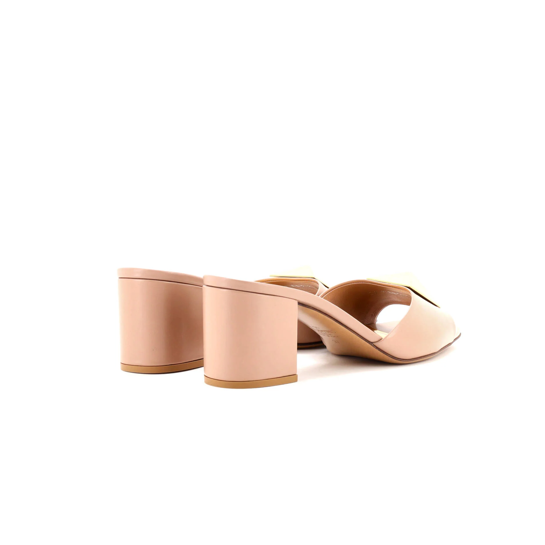 Women's One Stud Block Heeled Mules Leather - Image 3