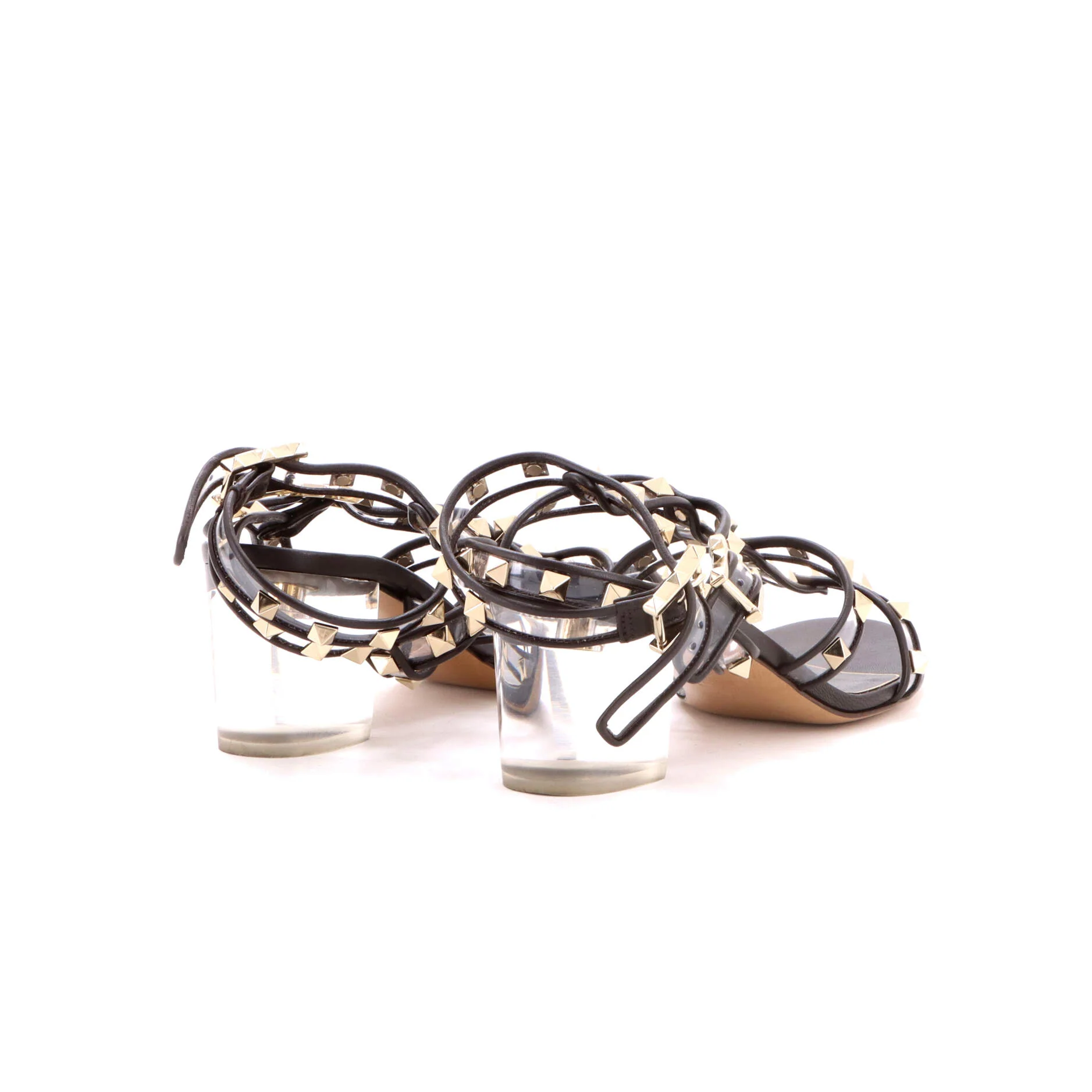 Women's Rockstud Block Heel Sandals Leather - Image 3