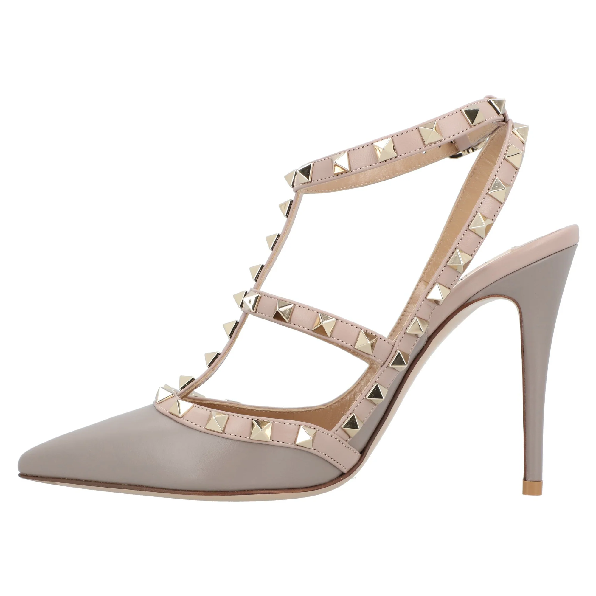 Women's Valentino Garavani Brown Leather Rockstud Pumps - Image 3