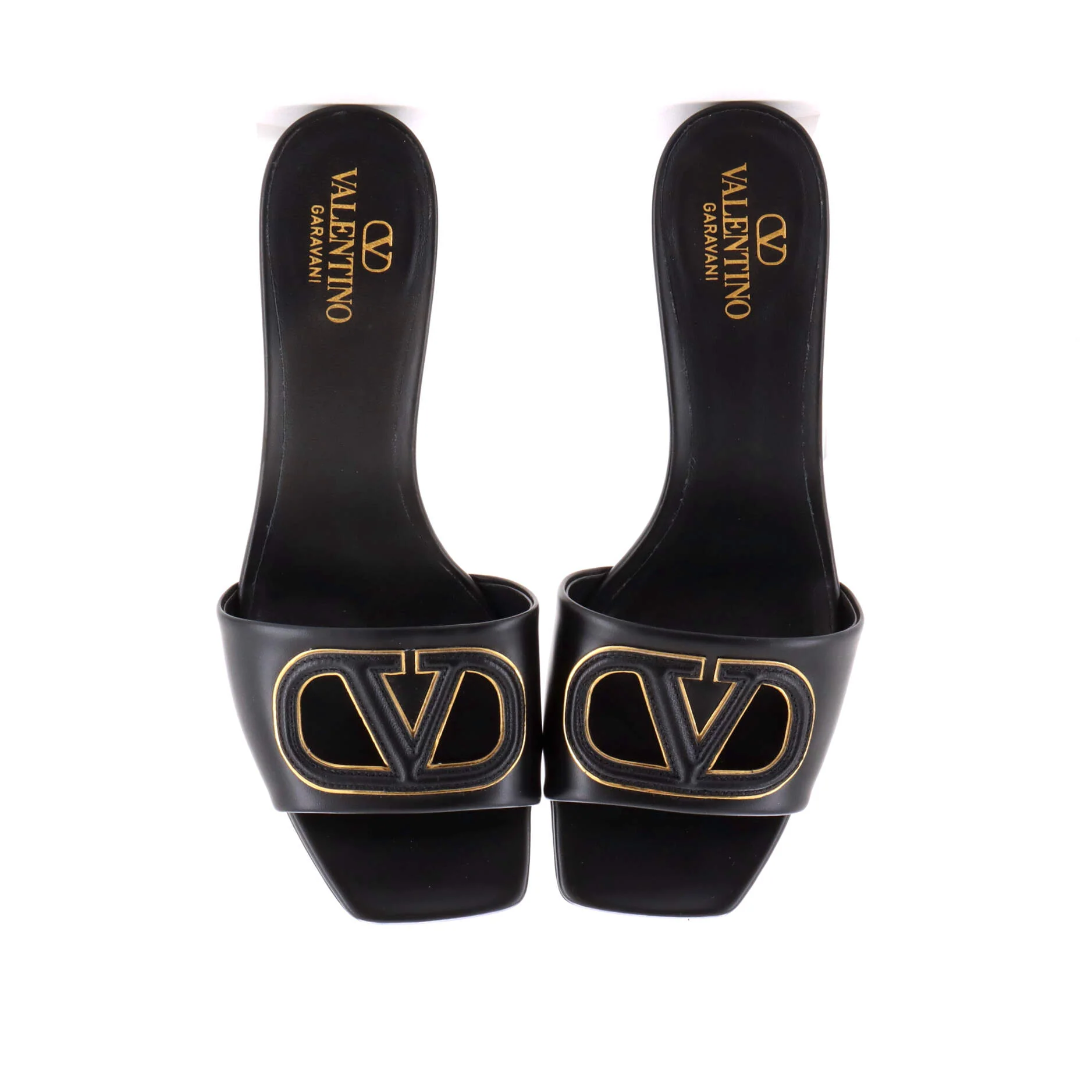 Women's VLogo Heeled Slide Sandals Leather - Image 2
