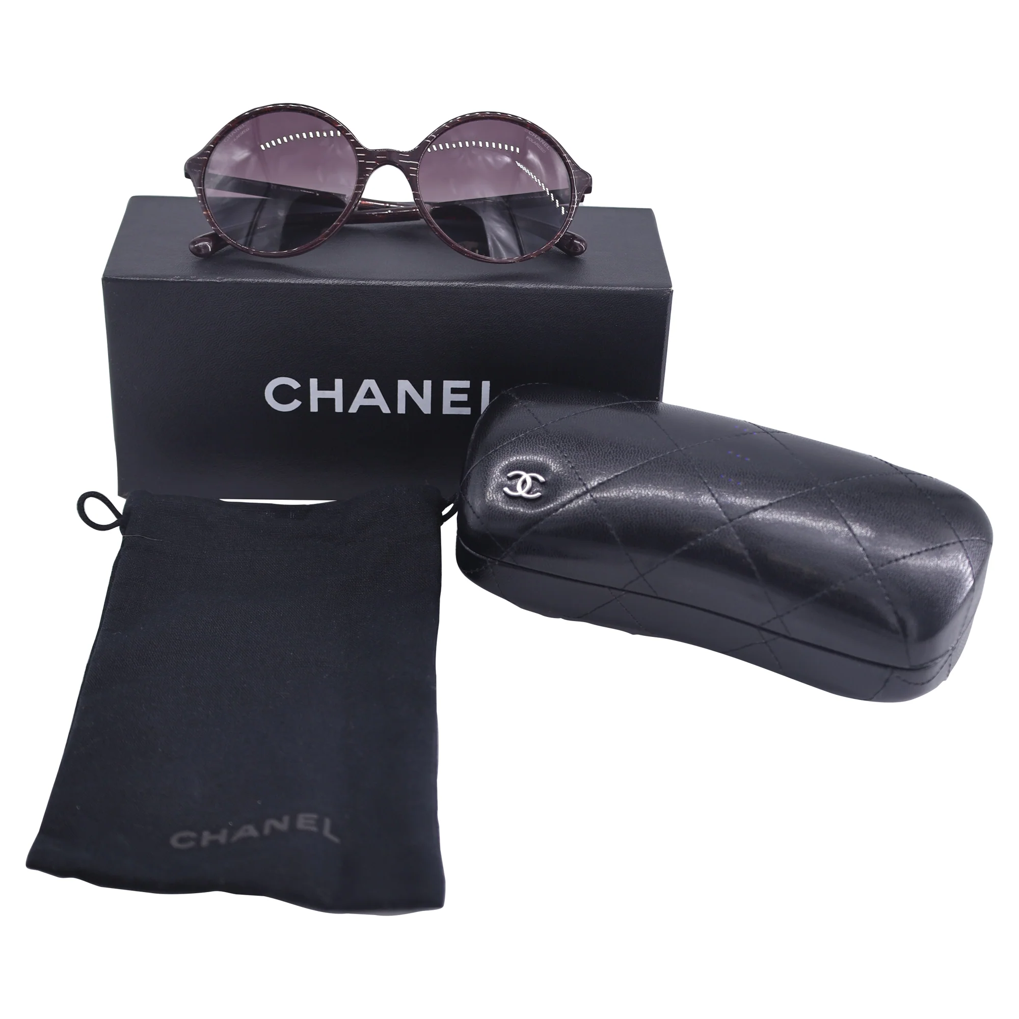Chanel CH5391H Round Sunglasses with Pearl in Red Acetate - Image 4