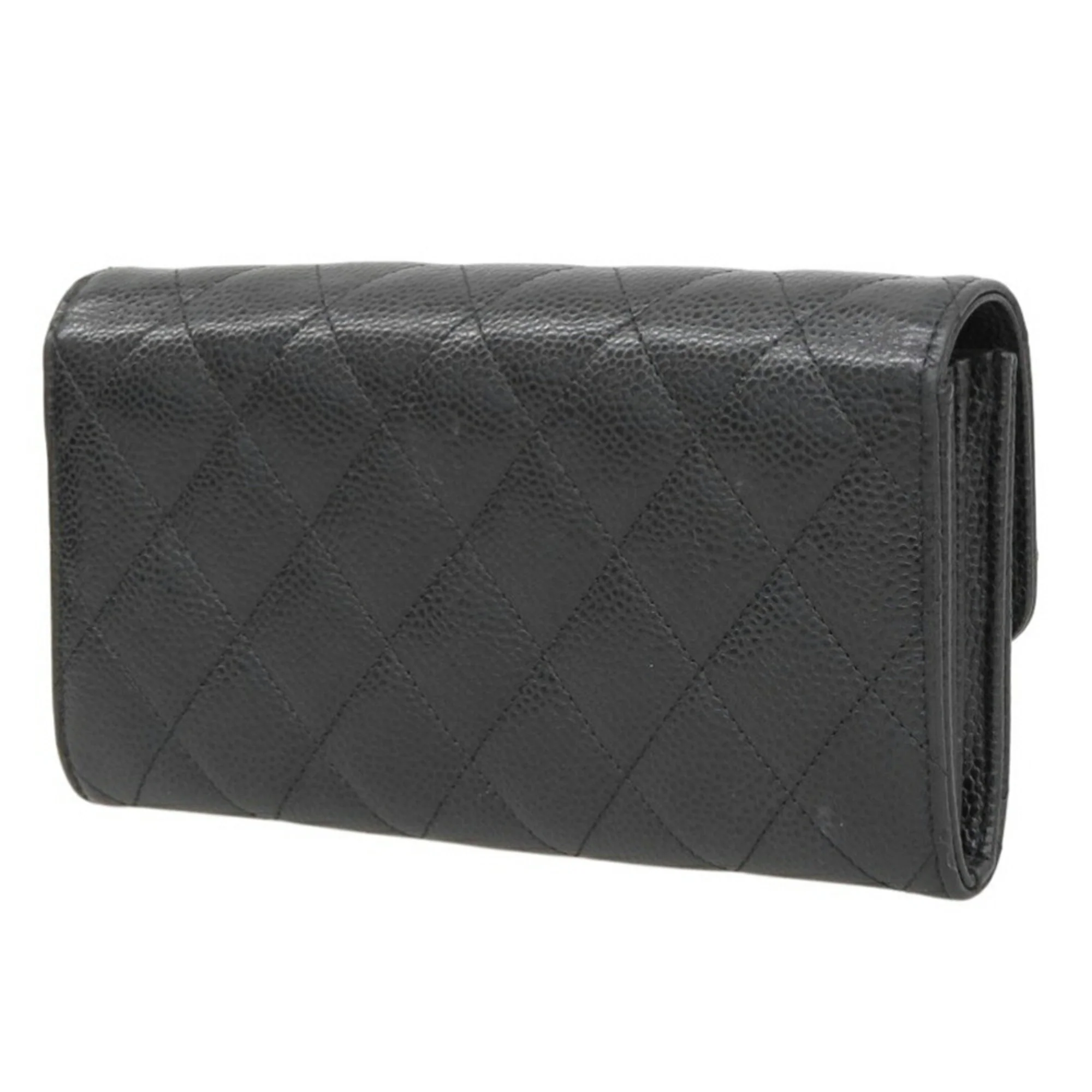 CC Gusset Classic Flap Wallet Quilted Caviar Long - Image 2