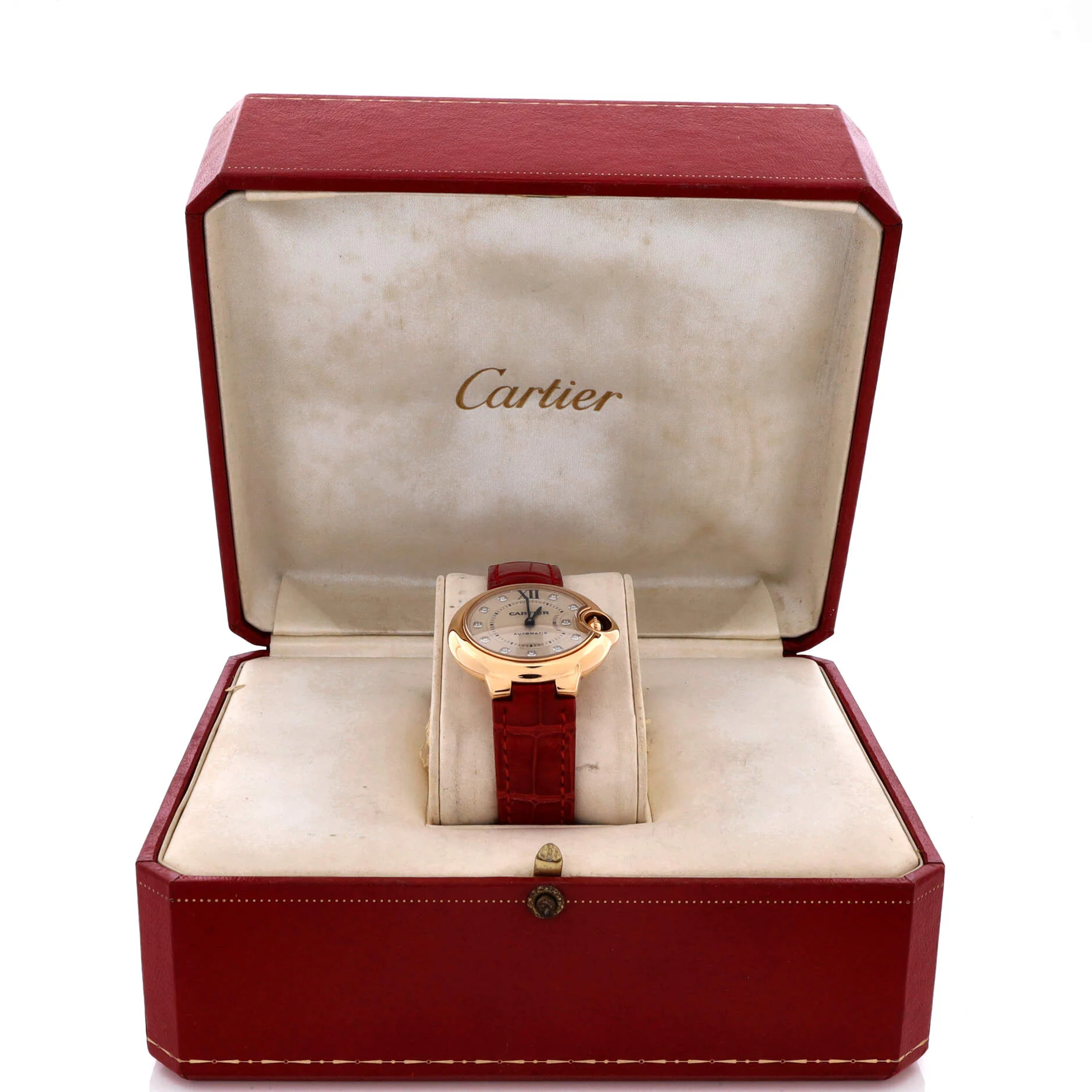 Ballon Bleu de Cartier Automatic Watch Rose Gold and Alligator with Diamond Markers 33 - Image 2