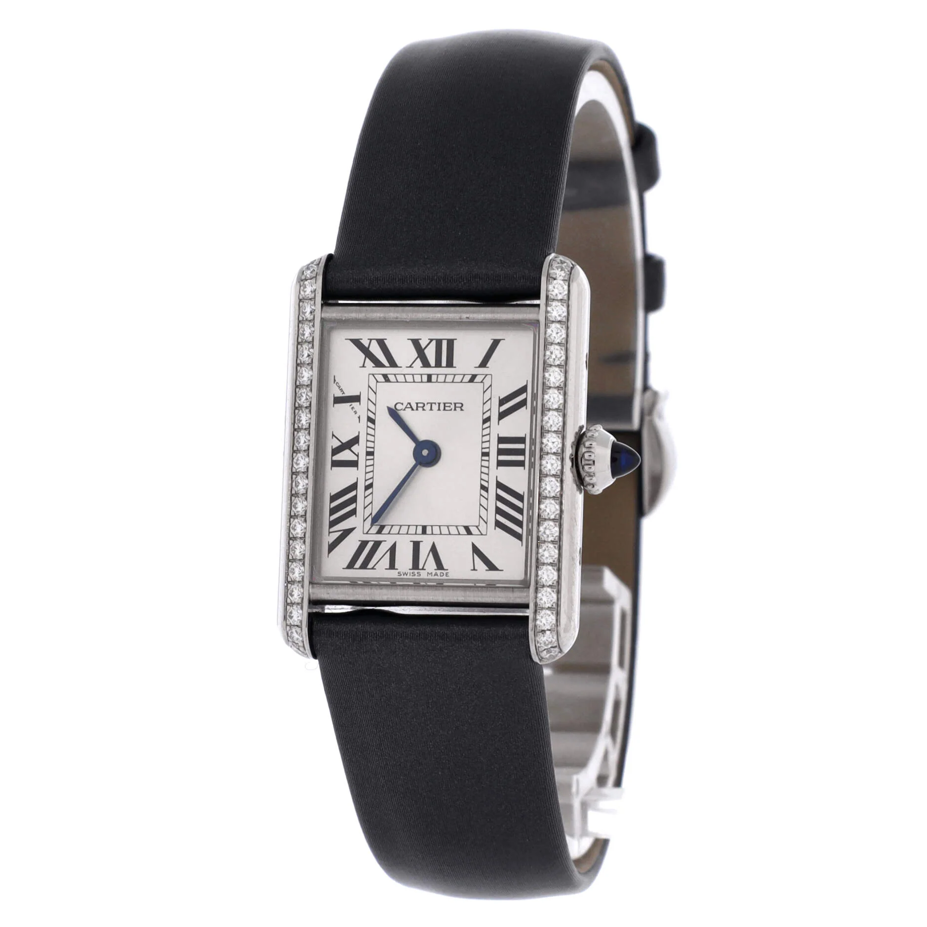 Must de Cartier Tank Quartz Watch Stainless Steel and Satin with Diamond Bezel 22 - Image 3