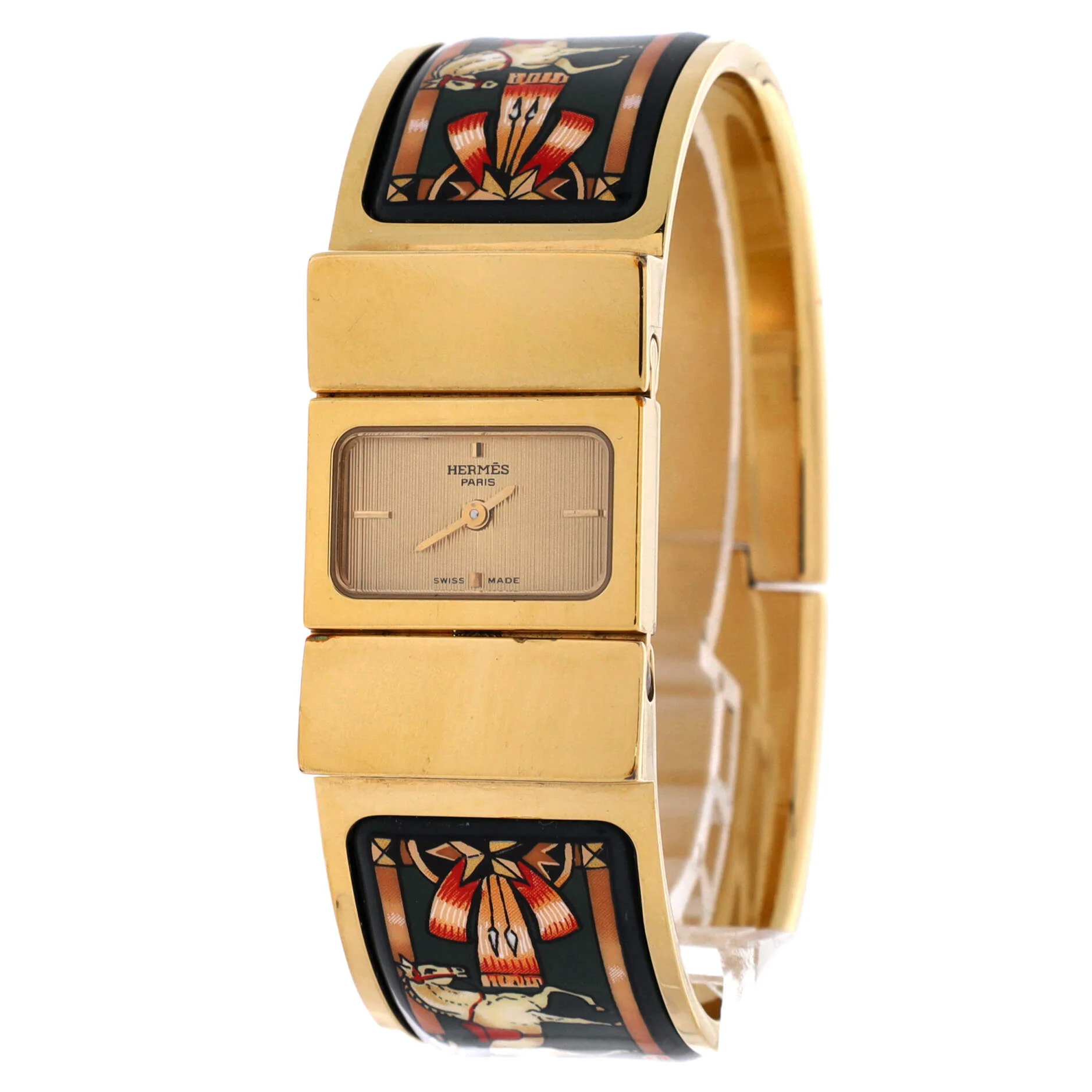 Loquet Quartz Watch Plated Metal and Printed Enamel 20 - Image 2