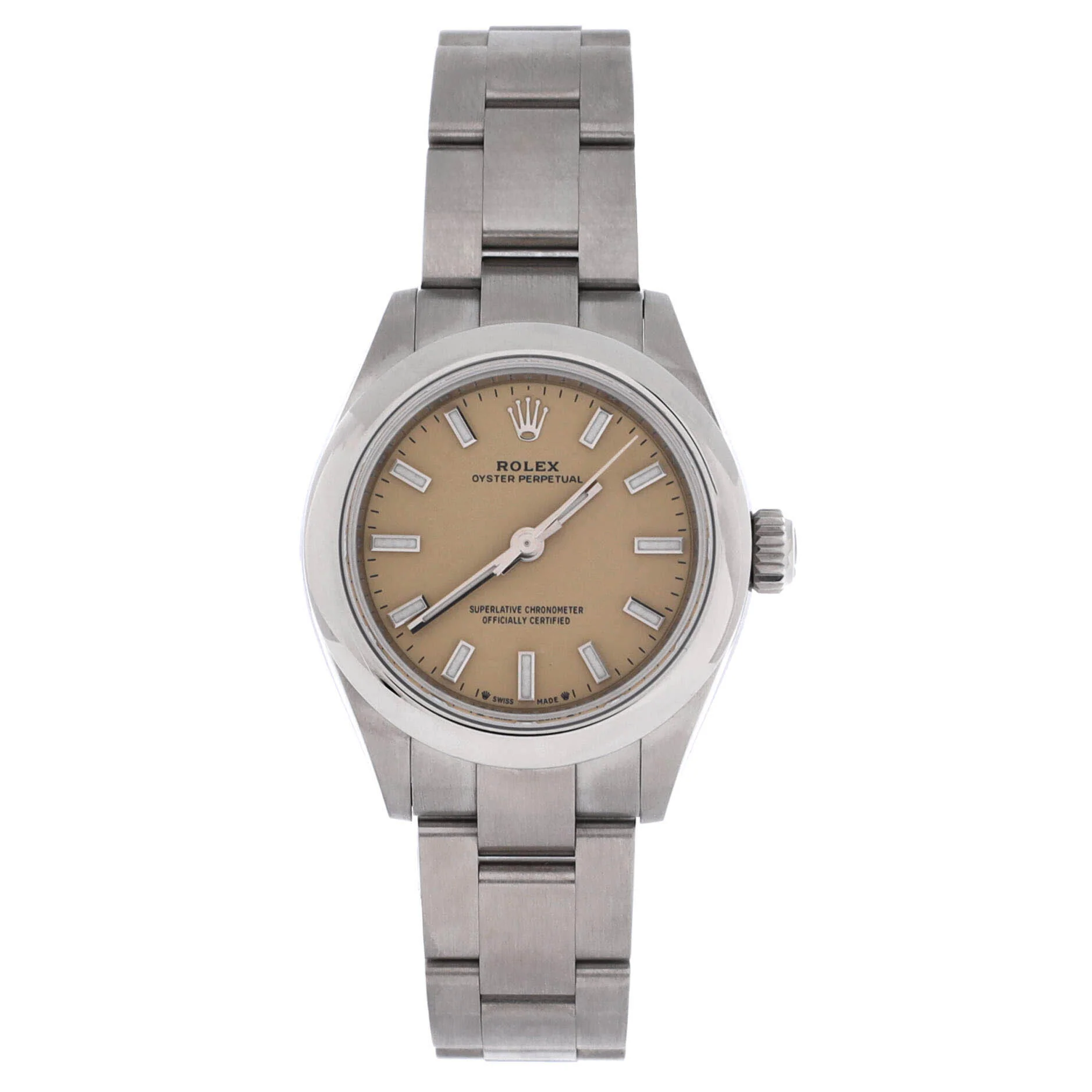 Oyster Perpetual Beige Automatic Watch Stainless Steel 28